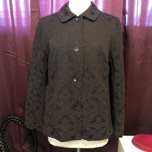 J. Jill Swing Blazer Jacket Cropped Jacquard Black